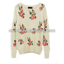 13STC5549 flower jacquard Mohair long sleeve pullover sweater